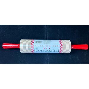 Bethany Housewares 420 Corrugated Rolling Pin Hard Maple Wood Red Handle Lefse